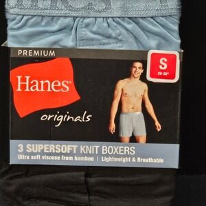 Hanes Originals Premium 3 Mens Supesoft Knit Boxer Underwear Size S‎